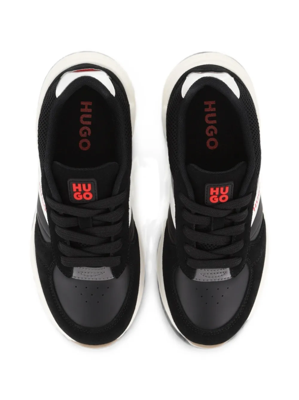 HUGO KIDS logo-print panelled sneakers Zwart