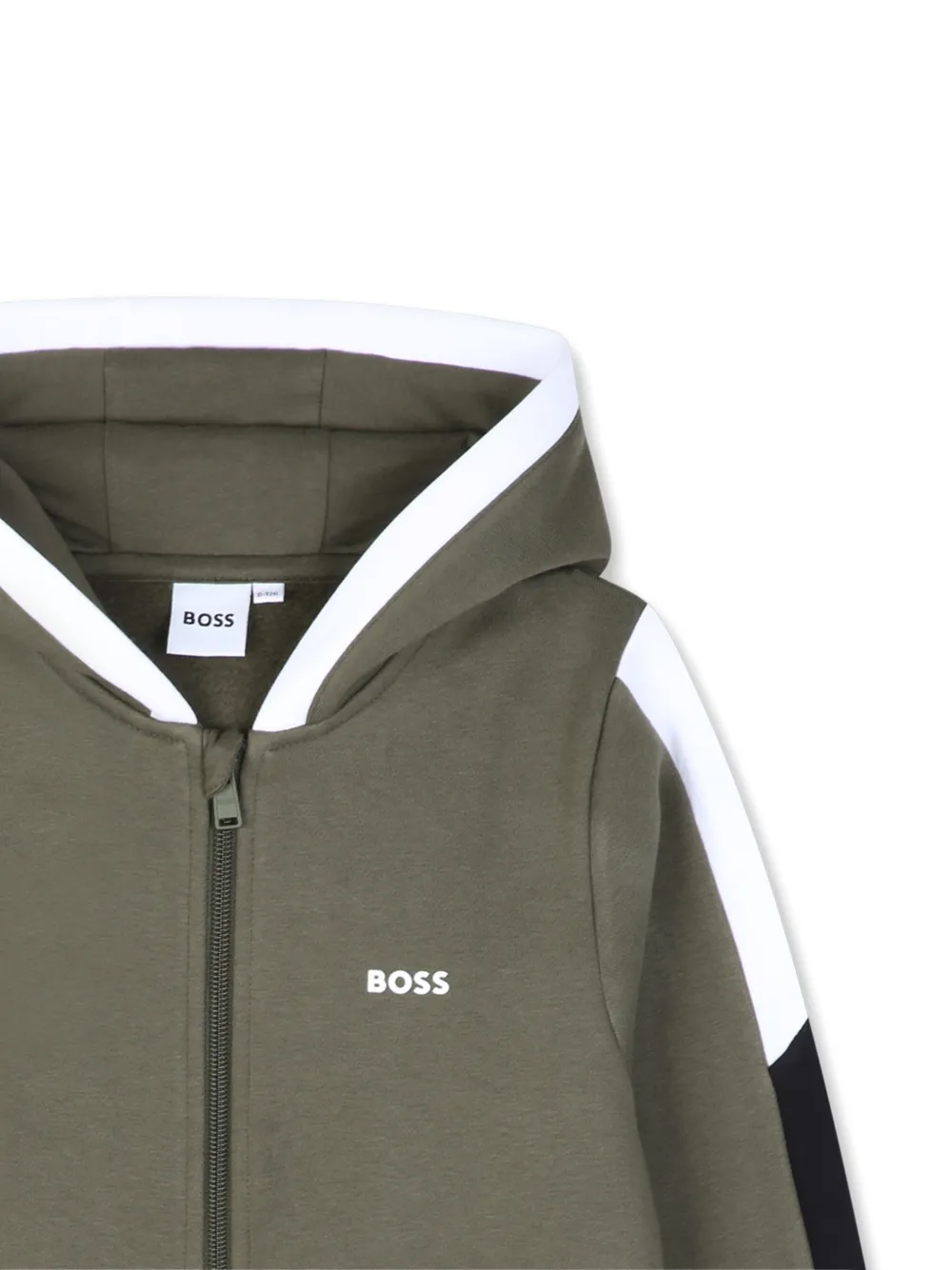 BOSS Kidswear Hoodie met logoprint en rits Groen