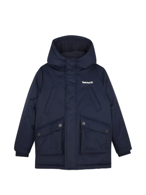 Timberland Kids parka con capucha y logo estampado