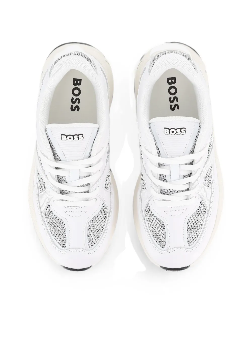 BOSS Kidswear Sneakers met mesh vlakken Wit