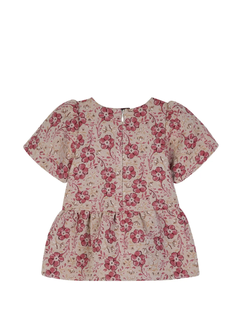Chloé Kids Jurk met bloemen-jacquard en pofmouwen Beige