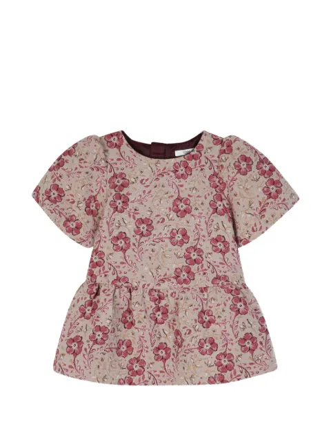 Chloé Kids vestido con mangas farol y motivo floral en jacquard