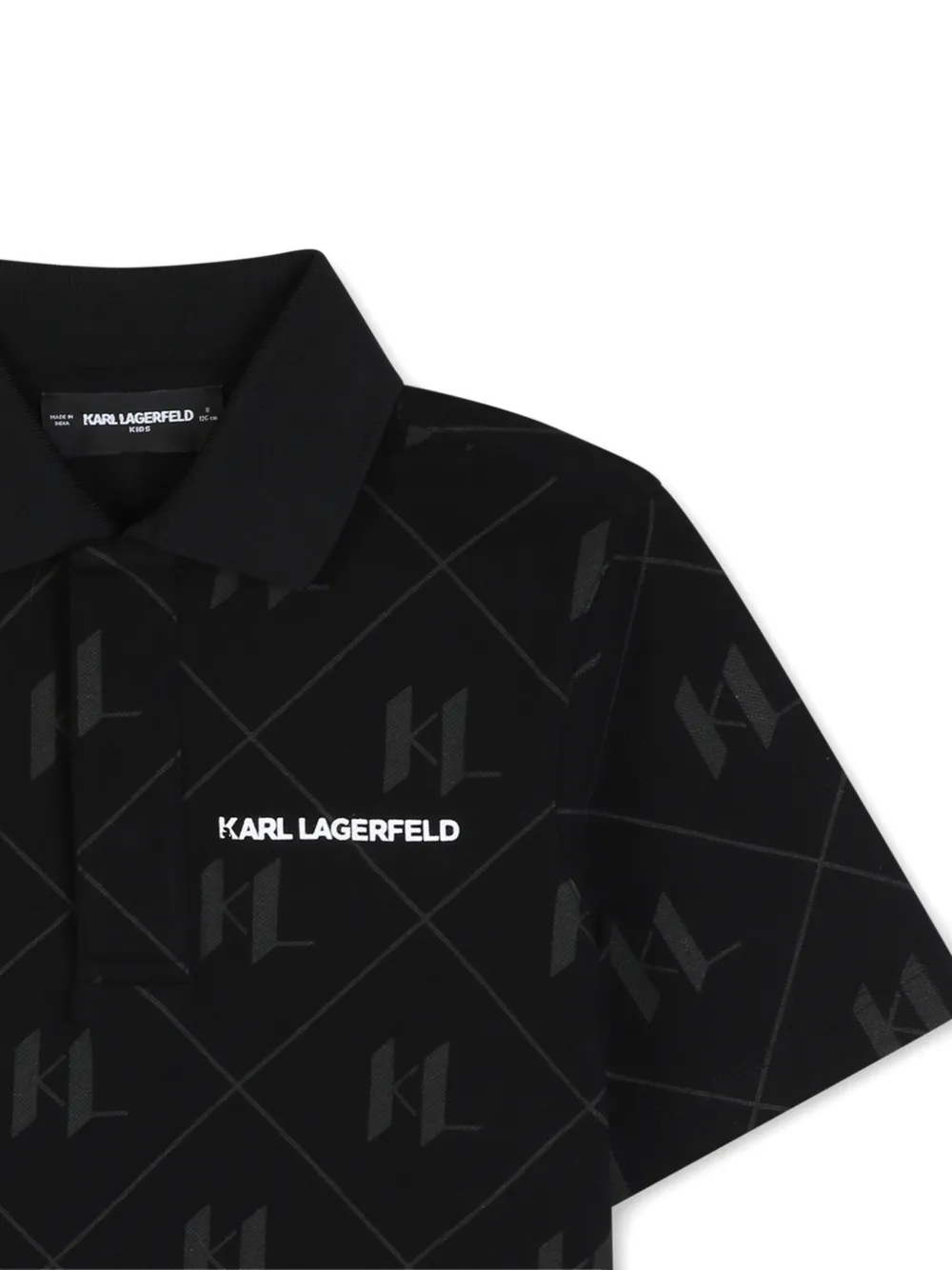 Karl Lagerfeld Kids Poloshirt met monogramprint Zwart