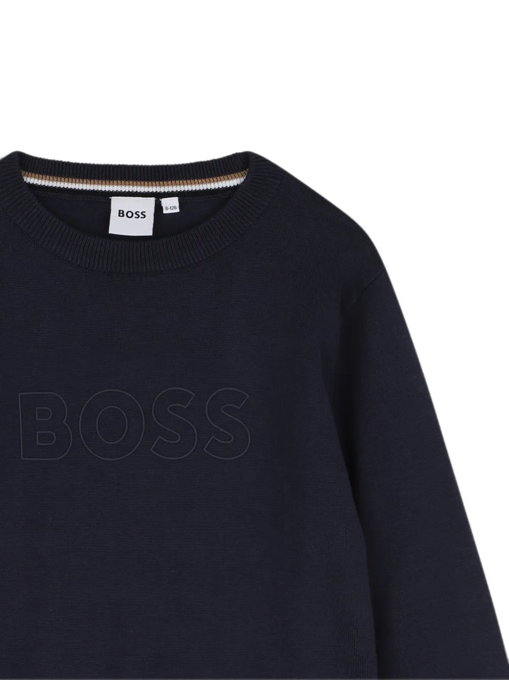 BOSS Kidswear Sweater met geborduurd logo Blauw