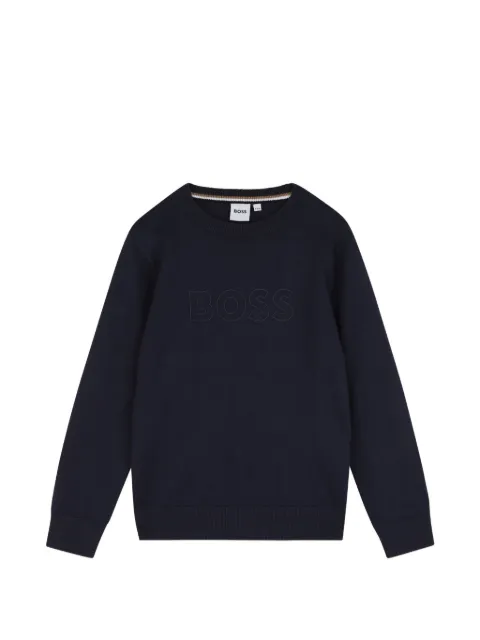 BOSS Kidswear logo-embroidered crew-neck sweater