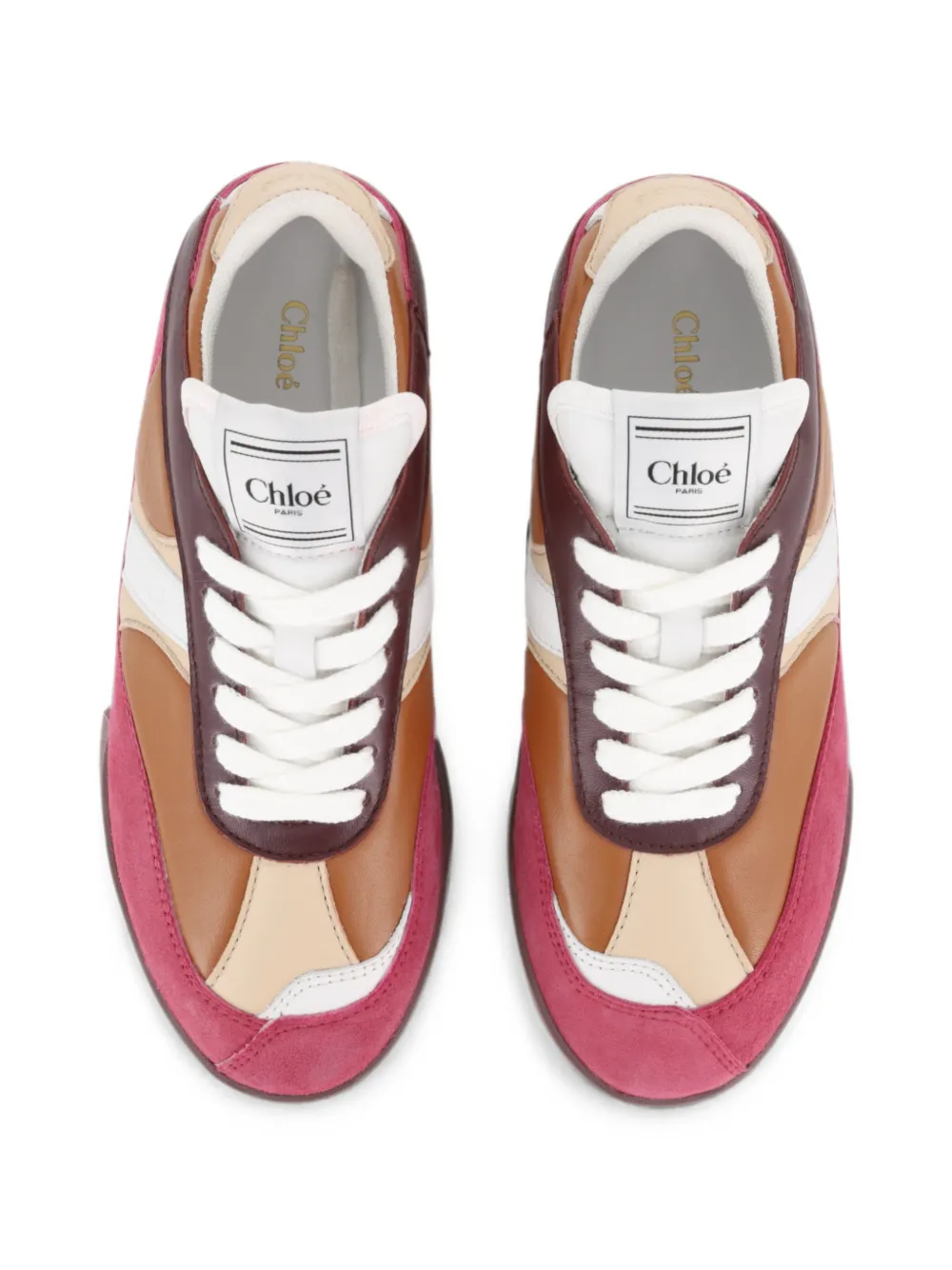 Chloé Kids Leren sneakers met vlakken Bruin