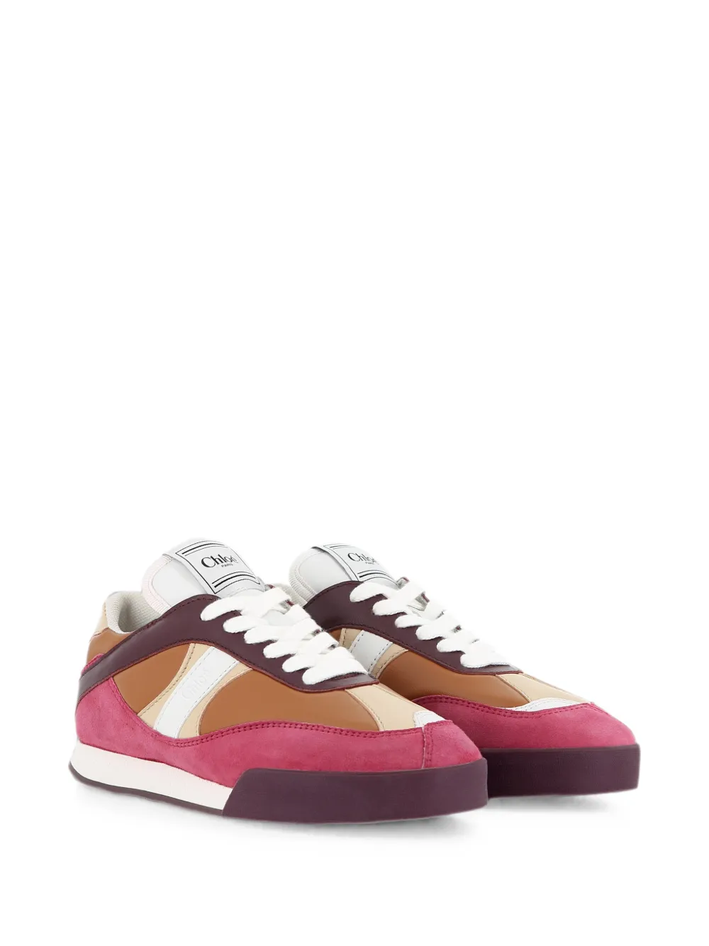 Chloé Kids Leren sneakers met vlakken Bruin