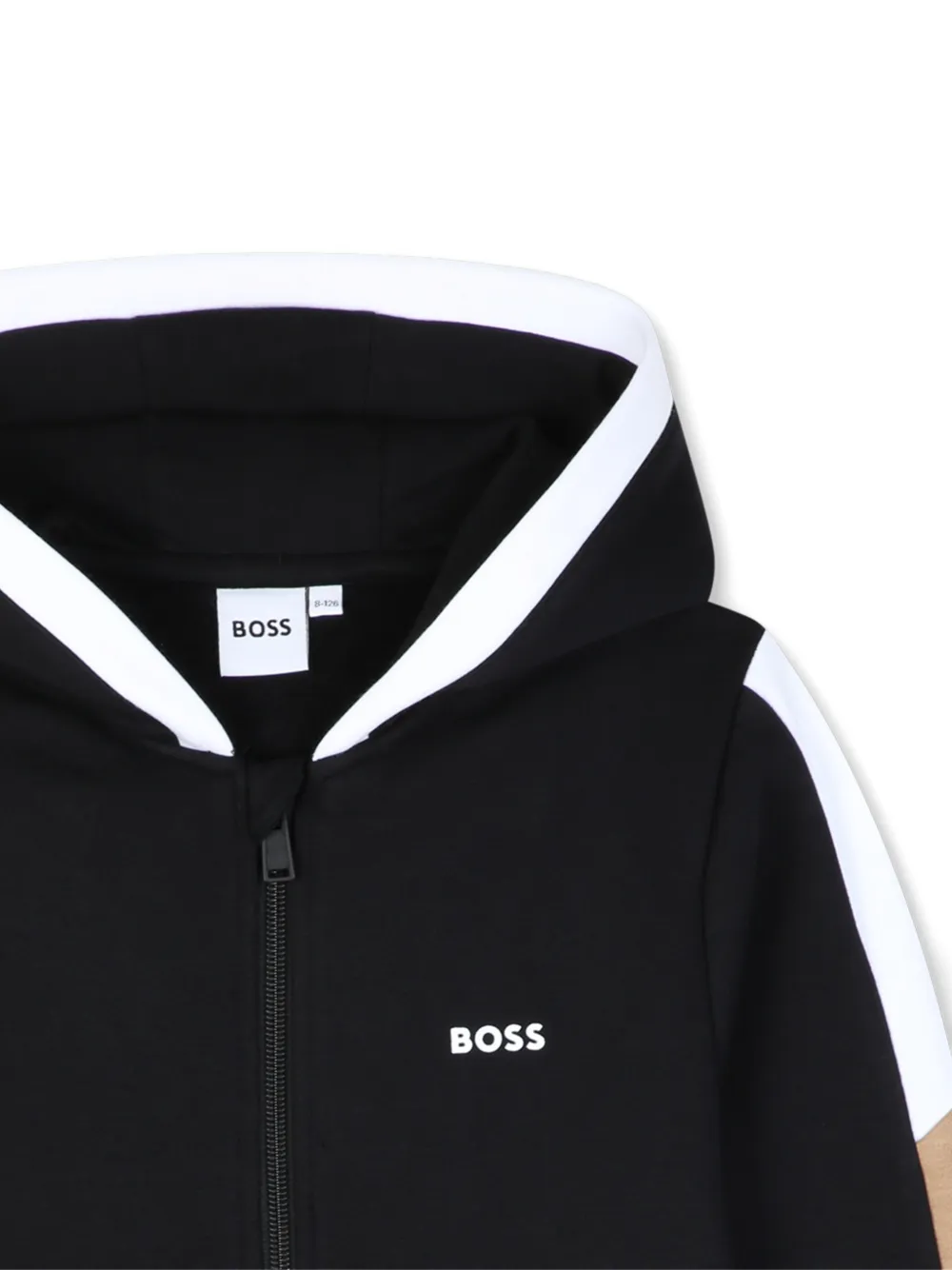 BOSS Kidswear Hoodie met logoprint en rits Zwart