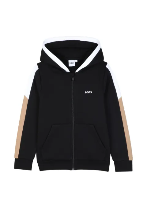 BOSS Kidswear logo-print zip-up hoodie
