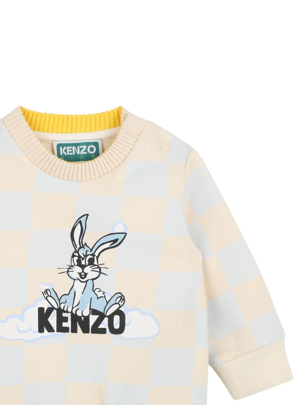 Kenzo Kids Geruite trui met grafische print Beige