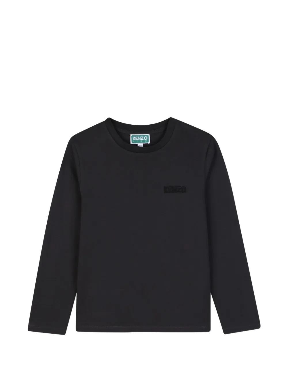 Kenzo Kids T-shirt a maniche lunghe con logo ricamato - Nero