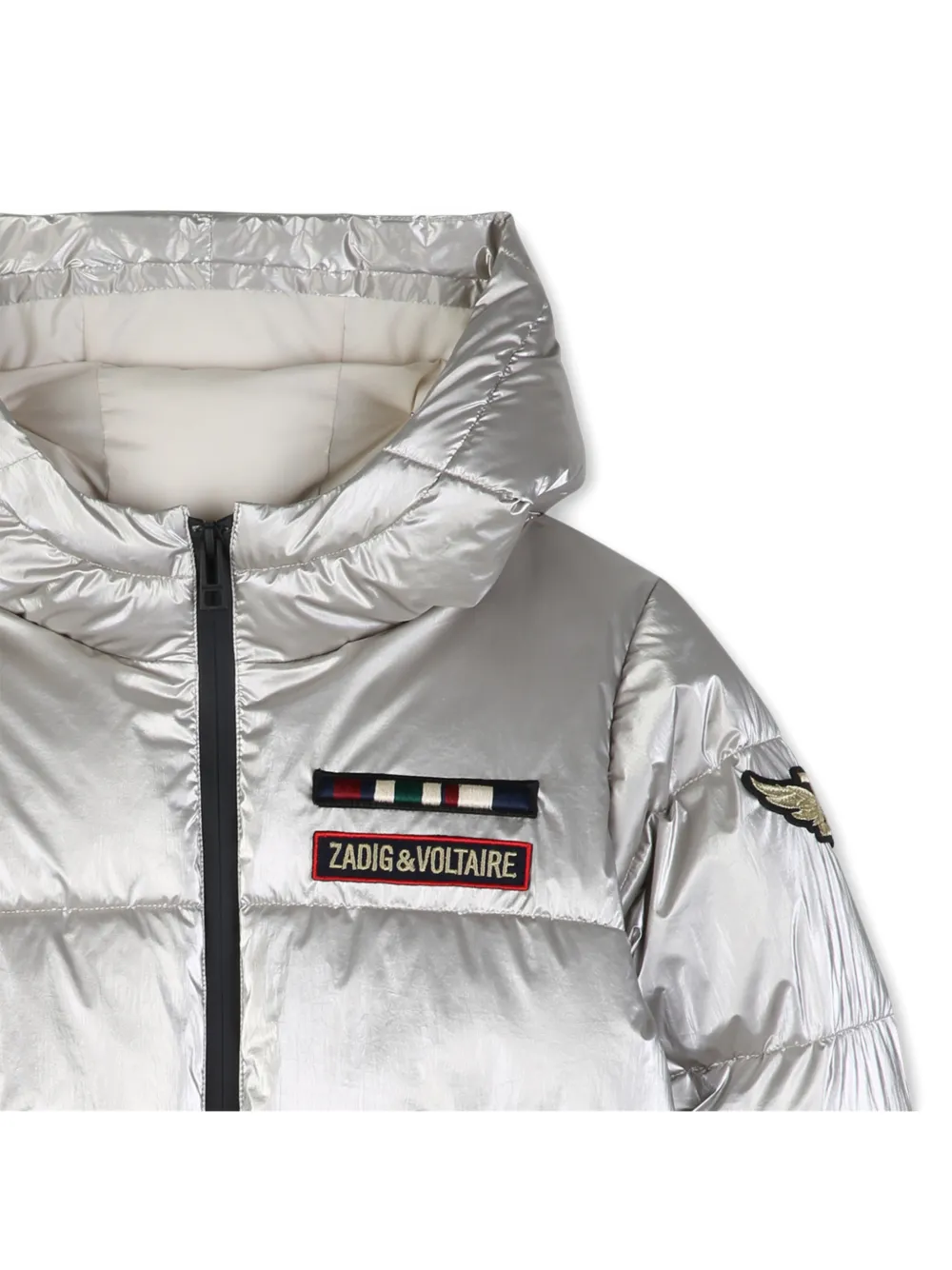 Zadig & Voltaire Kids Gewatteerd jack met logopatch Zilver