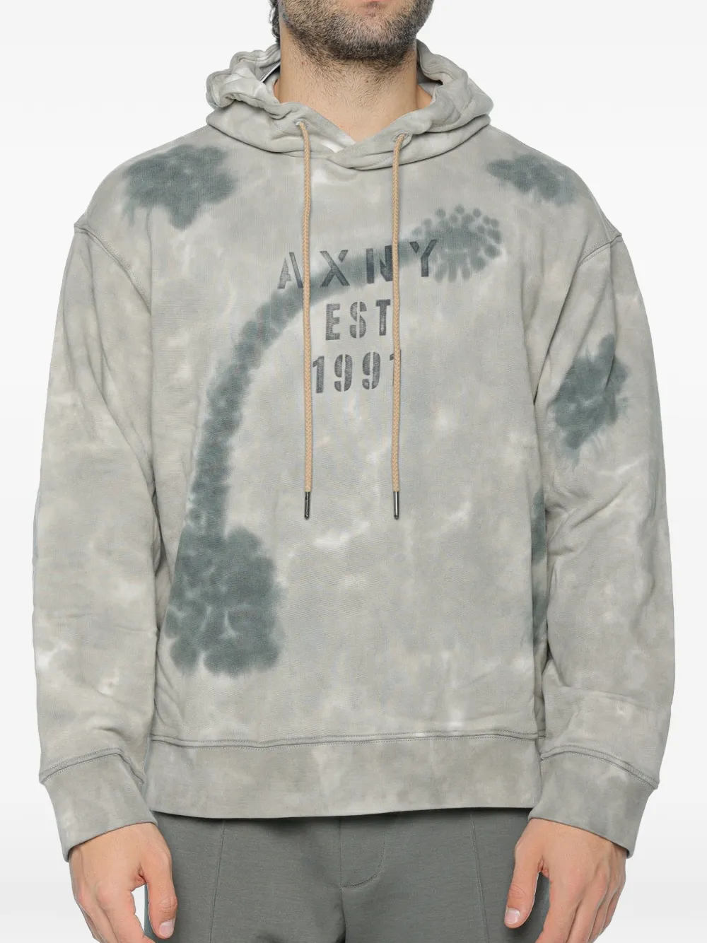 Armani Exchange logo-print hoodie - Neutrals