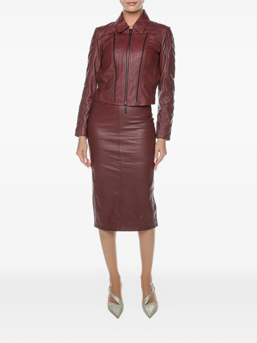 Armani Exchange Leren jack met gewatteerde mouwen Rood
