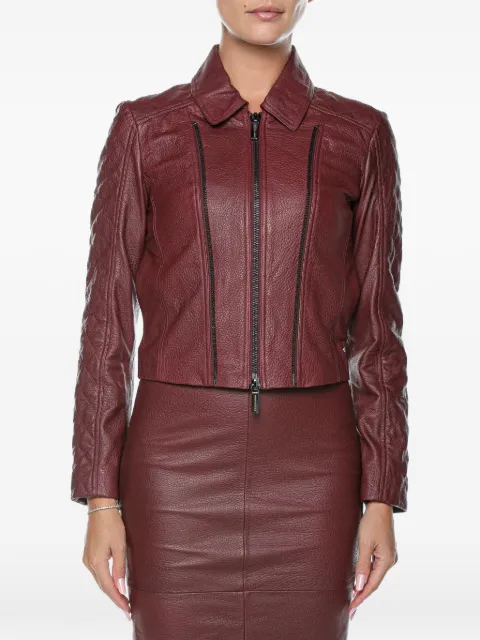 Armani Exchange quilted-sleeve leather jacket