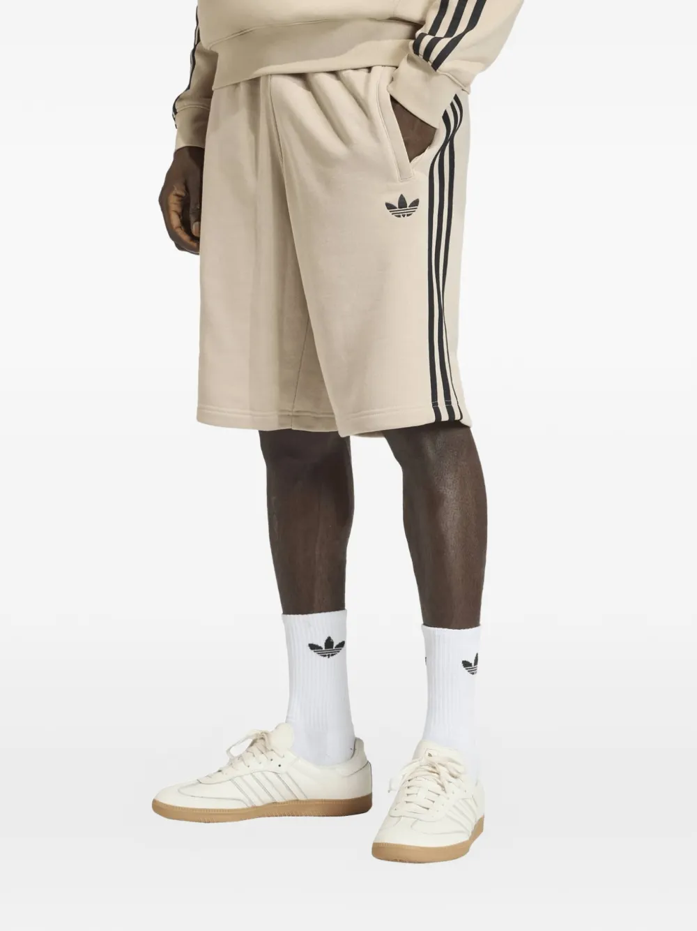 adidas 3-Stripes logo-embroidered shorts - Nude