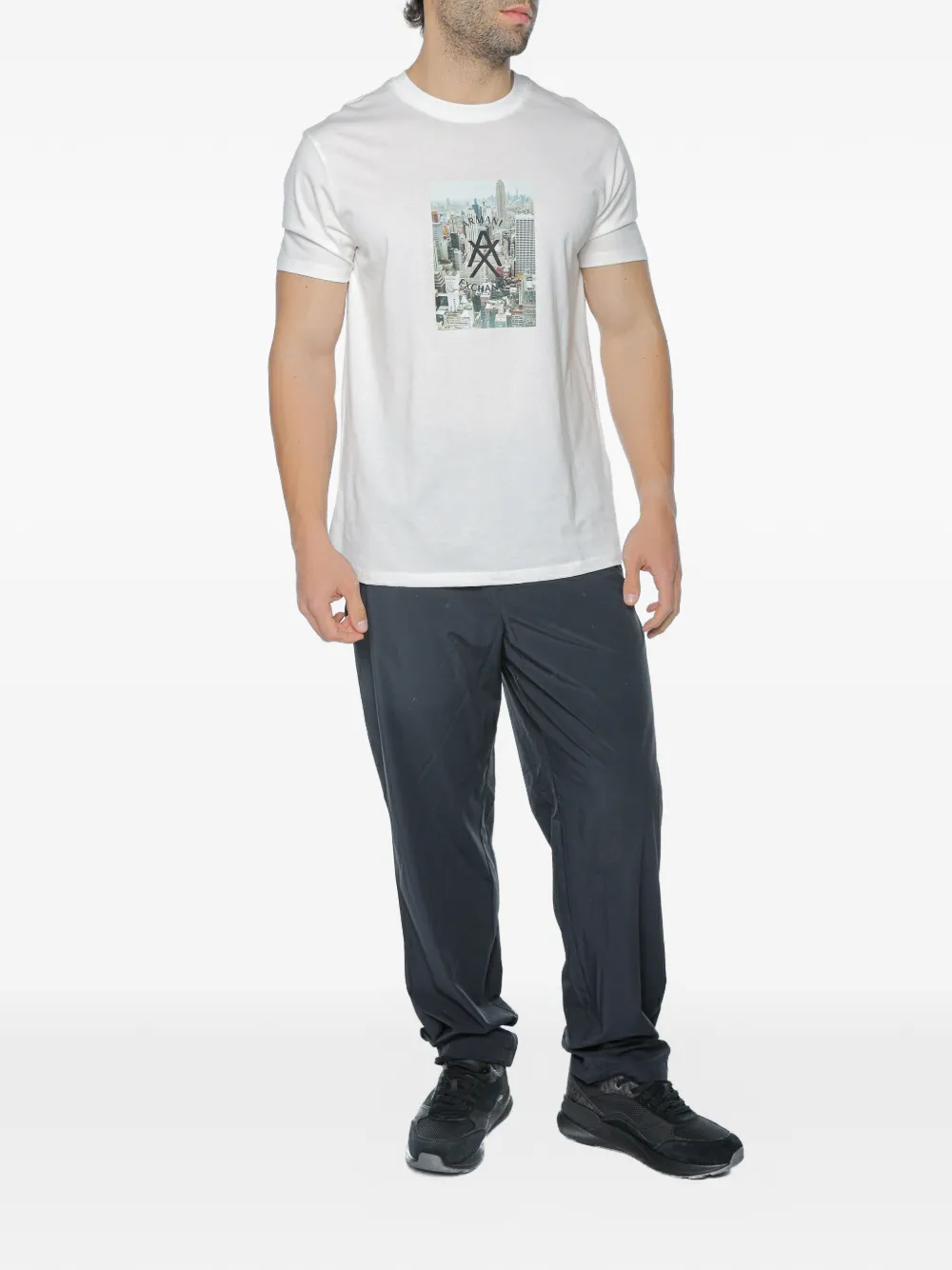 Armani Exchange Broek met elastische tailleband Blauw