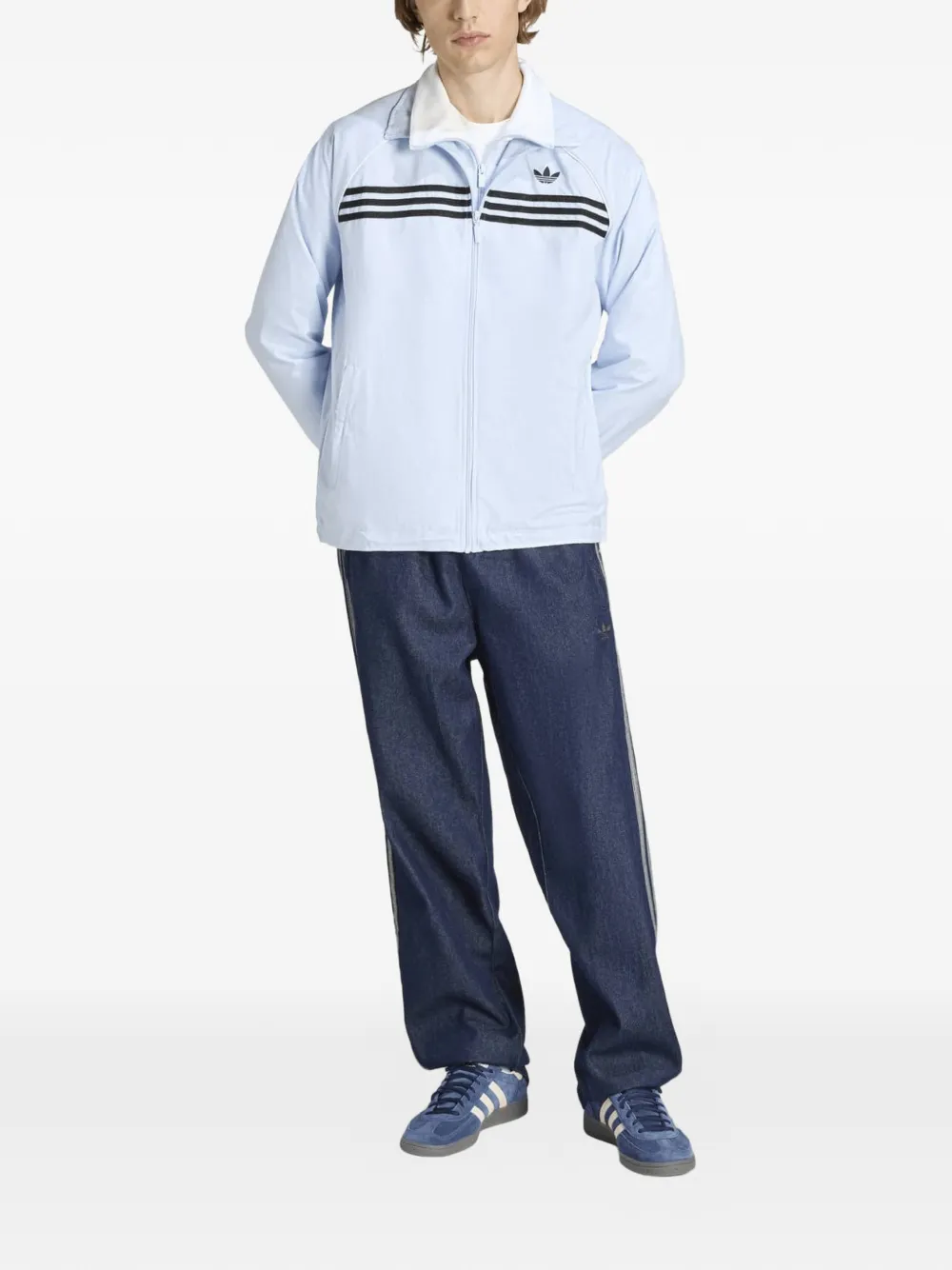 adidas Trainingsjack met gestreept detail Blauw
