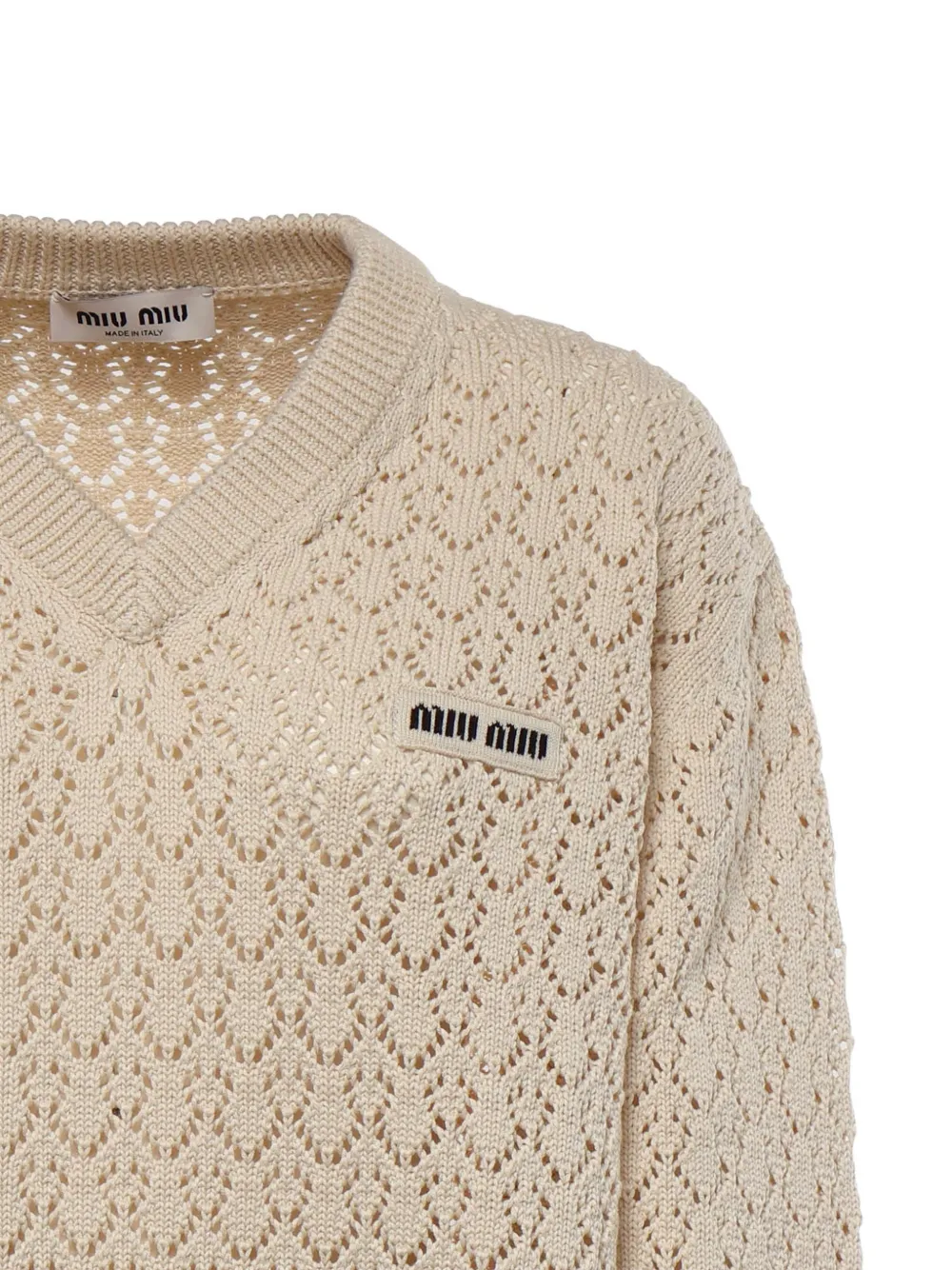 Miu Gebreide trui met logopatch Beige