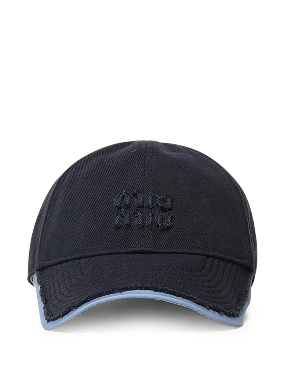 Miu Miu logo-embroidered distressed-finish baseball cap - Blu
