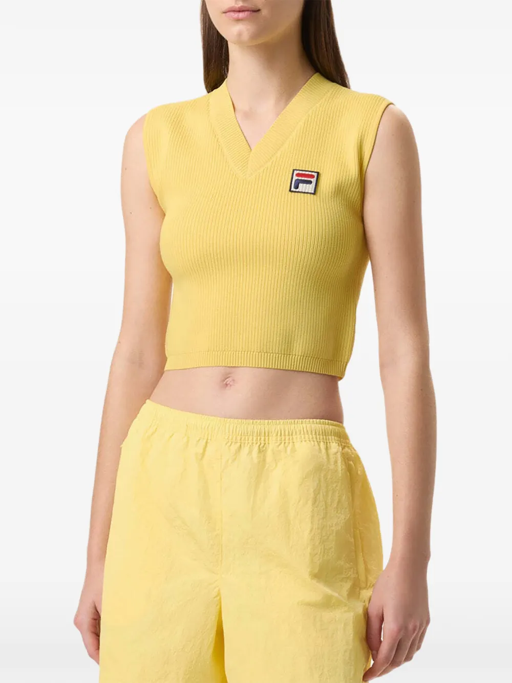 Fila x Hailey Baby kabelgebreide F-Box tanktop Geel