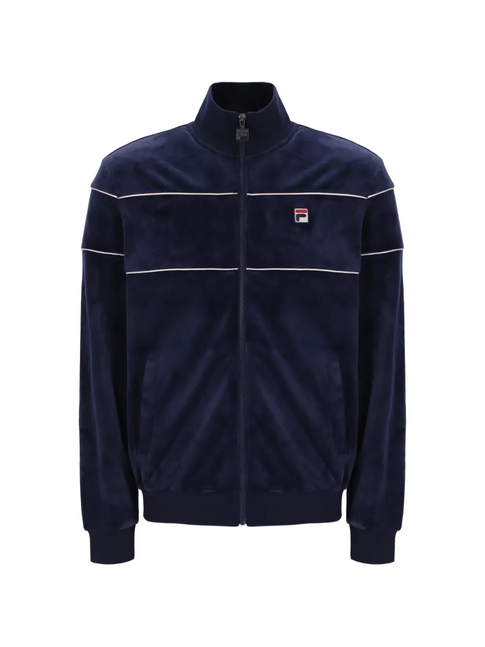Fila Piping-detail Logo-patch Track Jacket In Blue