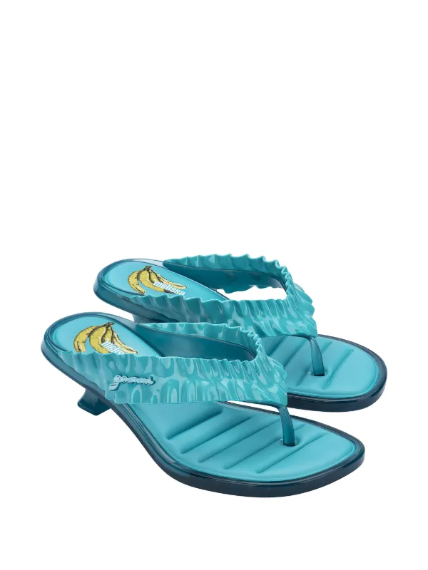 Melissa x Ganni Ruffled kitten-heel Sandals | Blue | FARFETCH