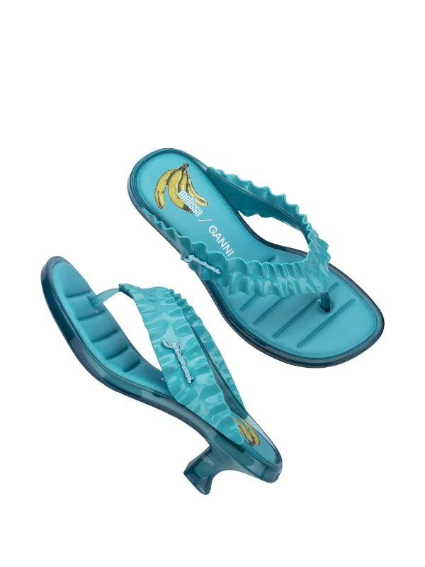Melissa x Ganni Ruffled kitten-heel Sandals | Blue | FARFETCH