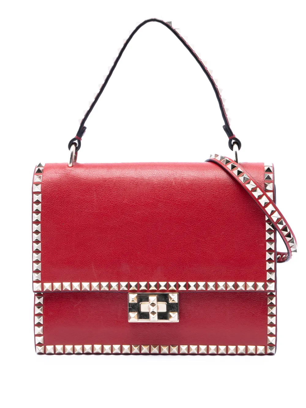 Valentino Garavani Pre-Owned 2018-2026 Leather Rockstud No Limit satchel - Rosso