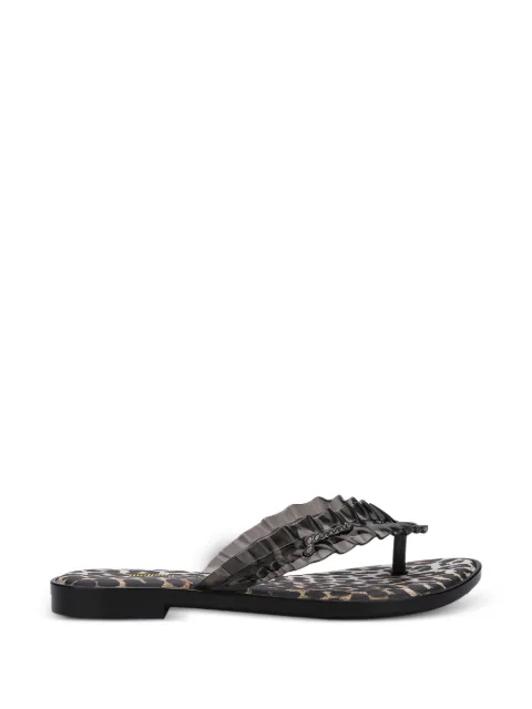 Melissa x Ganni leopard-print ruffled flip flops