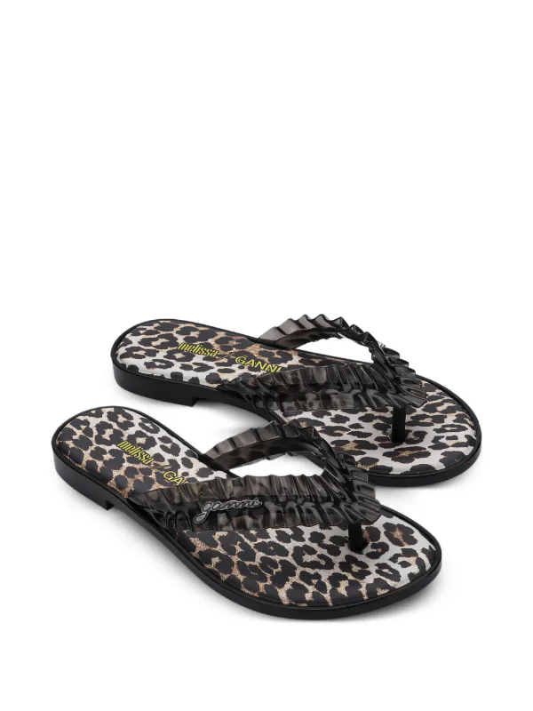 Melissa x Ganni レオパード サンダル | ブラック | FARFETCH JP
