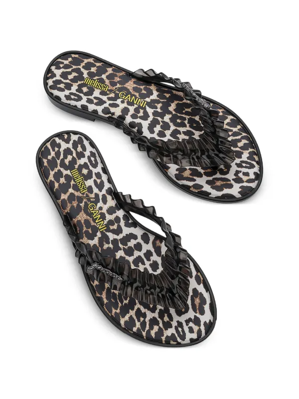 Melissa x Ganni レオパード サンダル | ブラック | FARFETCH JP