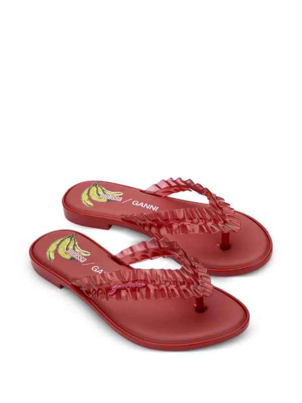 Melissa x Ganni ラッフル サンダル | レッド | FARFETCH JP