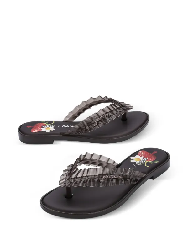 Melissa Ganni ラッフル サンダル | ブラウン | FARFETCH JP