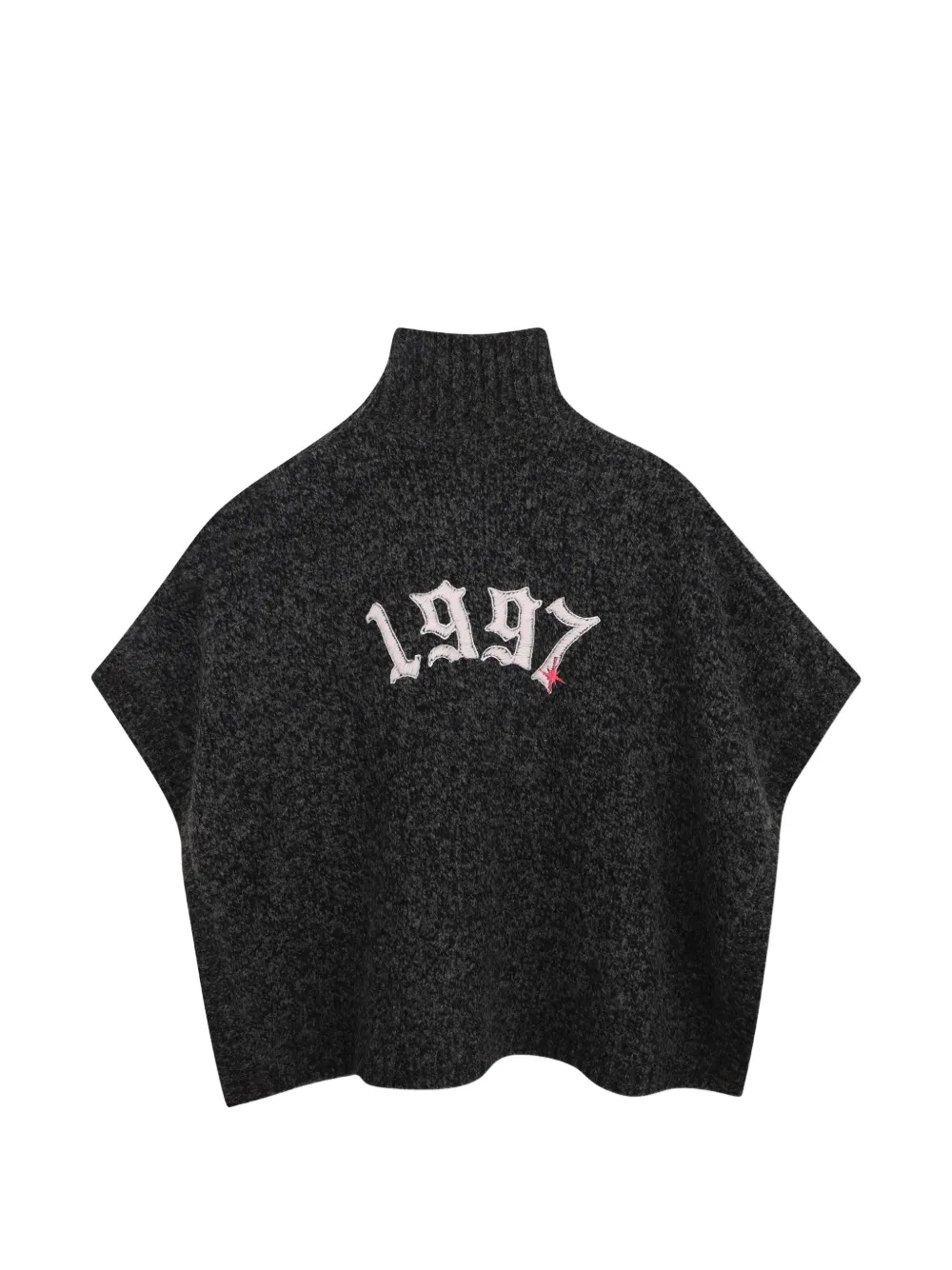 Zadig & Voltaire Kids Intarsia gebreide poncho met knopen op de schouders Grijs