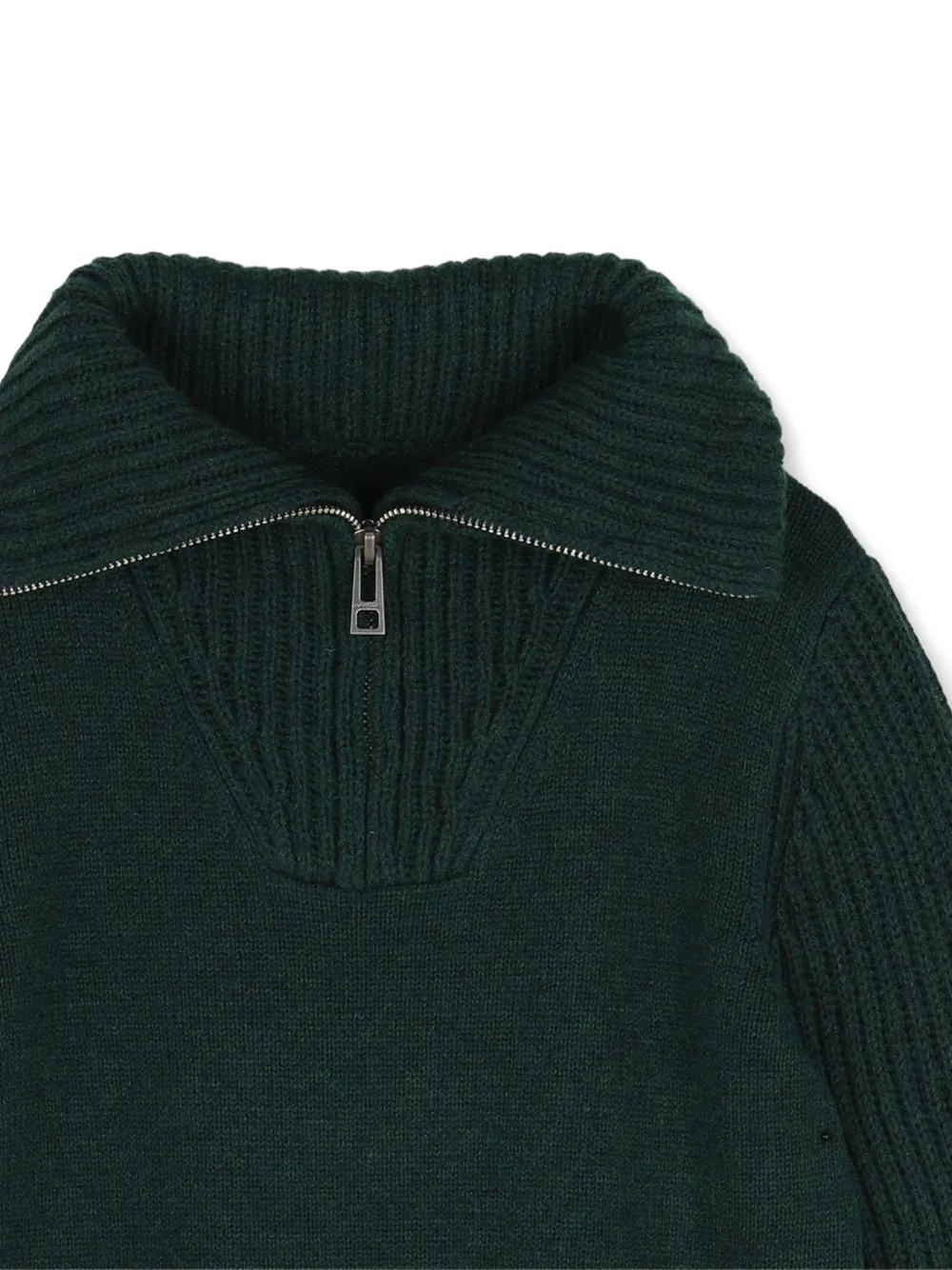Zadig & Voltaire Kids Intarsia gebreide trui met kwartrits Groen