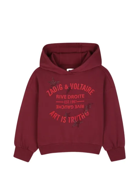 Zadig & Voltaire Kids logo-print rhinestone-embellished hoodie
