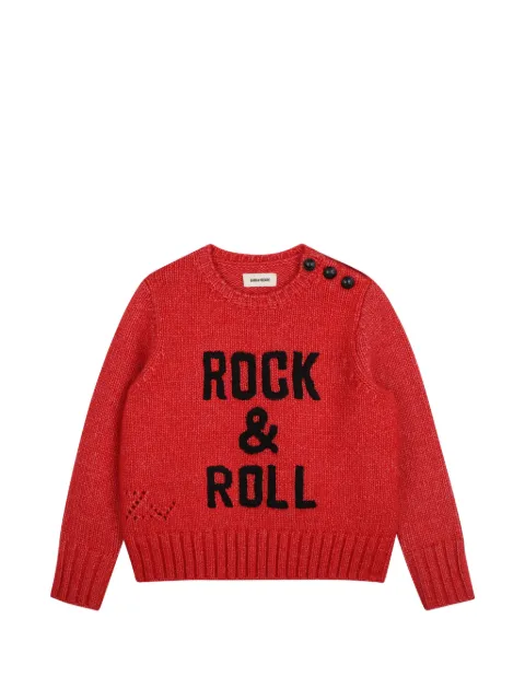Zadig & Voltaire Kids intarsiastrikket sweater med knapper på skulderen