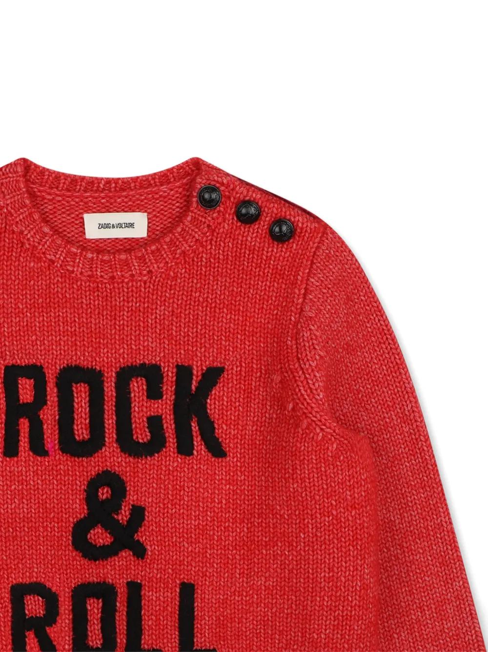 Zadig & Voltaire Kids Intarsia trui met knopen op de schouders Rood