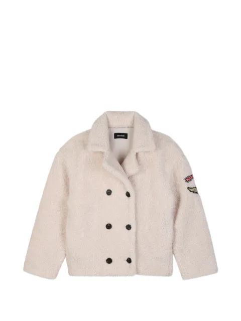 Zadig & Voltaire Kids double-breasted faux-shearling jacket