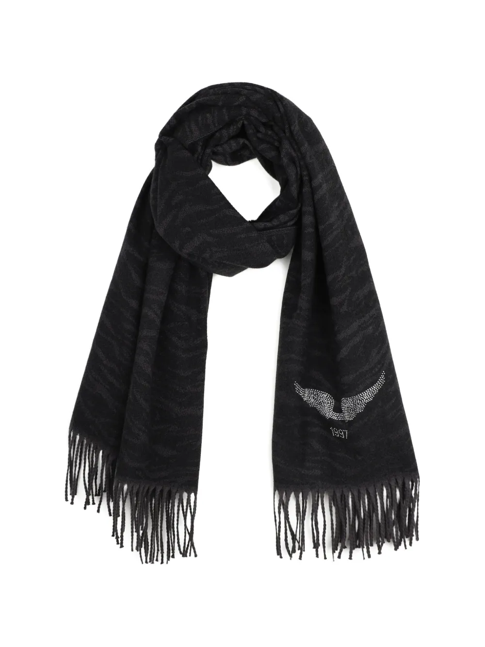Zadig & Voltaire Kids Sjaal verfraaid met stras en tijger-patroon Zwart