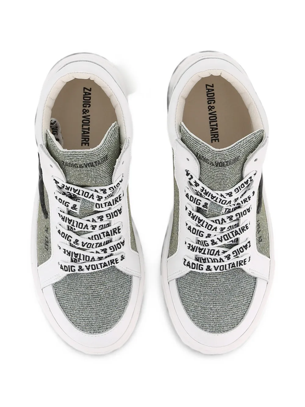 Zadig & Voltaire Kids glitter-effect logo-print sneakers Wit