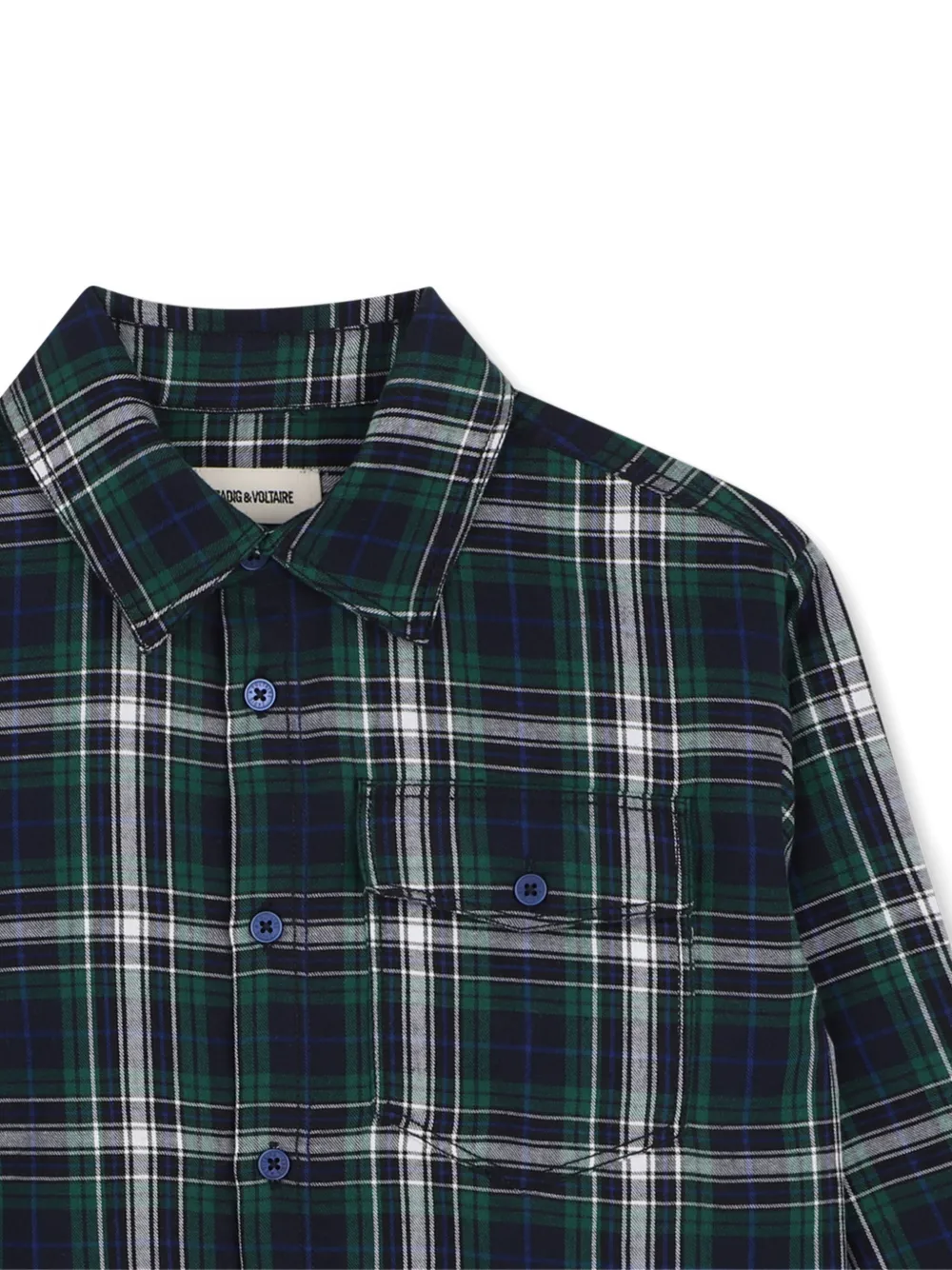 Zadig & Voltaire Kids Overhemd met logopatch en tartan ruit Groen