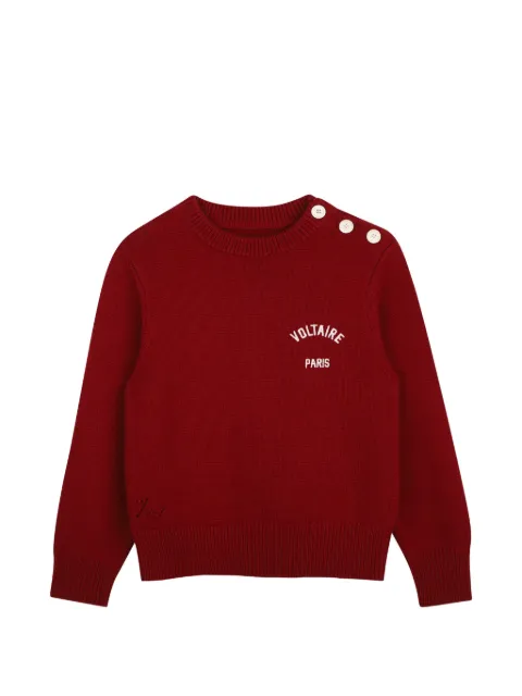 Zadig & Voltaire Kids button-detail logo-print sweater