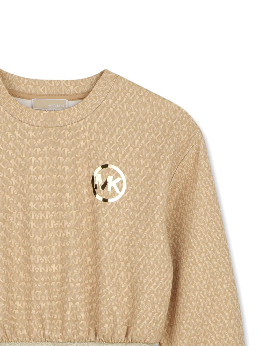 Michael Kors Kids Jurk met lange mouwen en monogramprint Beige