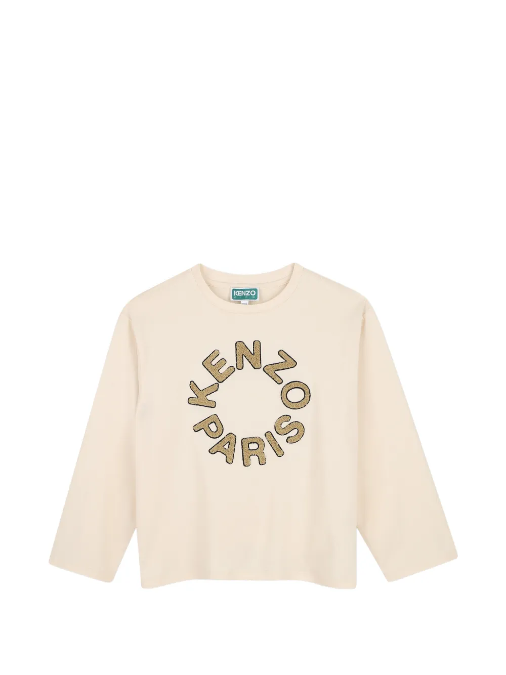 Kenzo Kids T-shirt a maniche lunghe con logo ricamato - Toni neutri