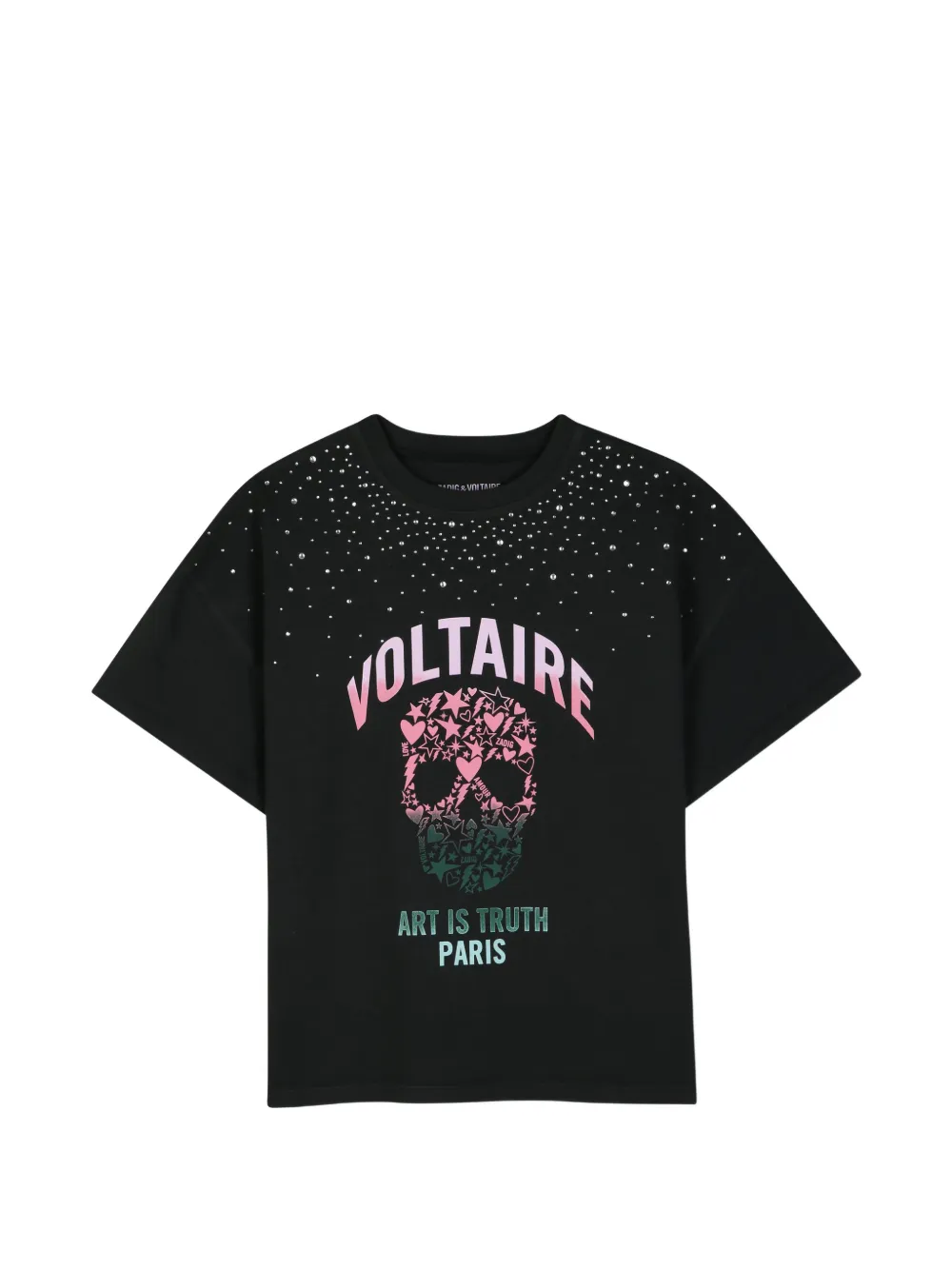 Zadig & Voltaire Kids T-shirt con stampa e cristalli - Nero