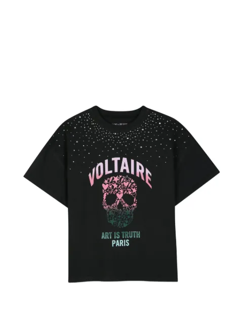 Zadig & Voltaire Kids crystal-embellished skull-print T-shirt
