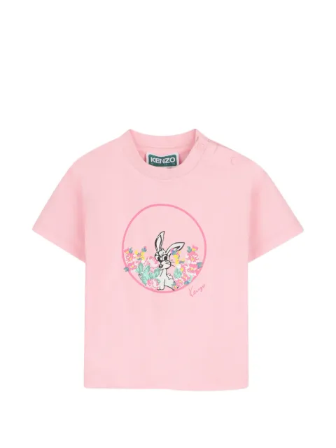 Kenzo Kids playera con botones en el hombro y conejo estampado