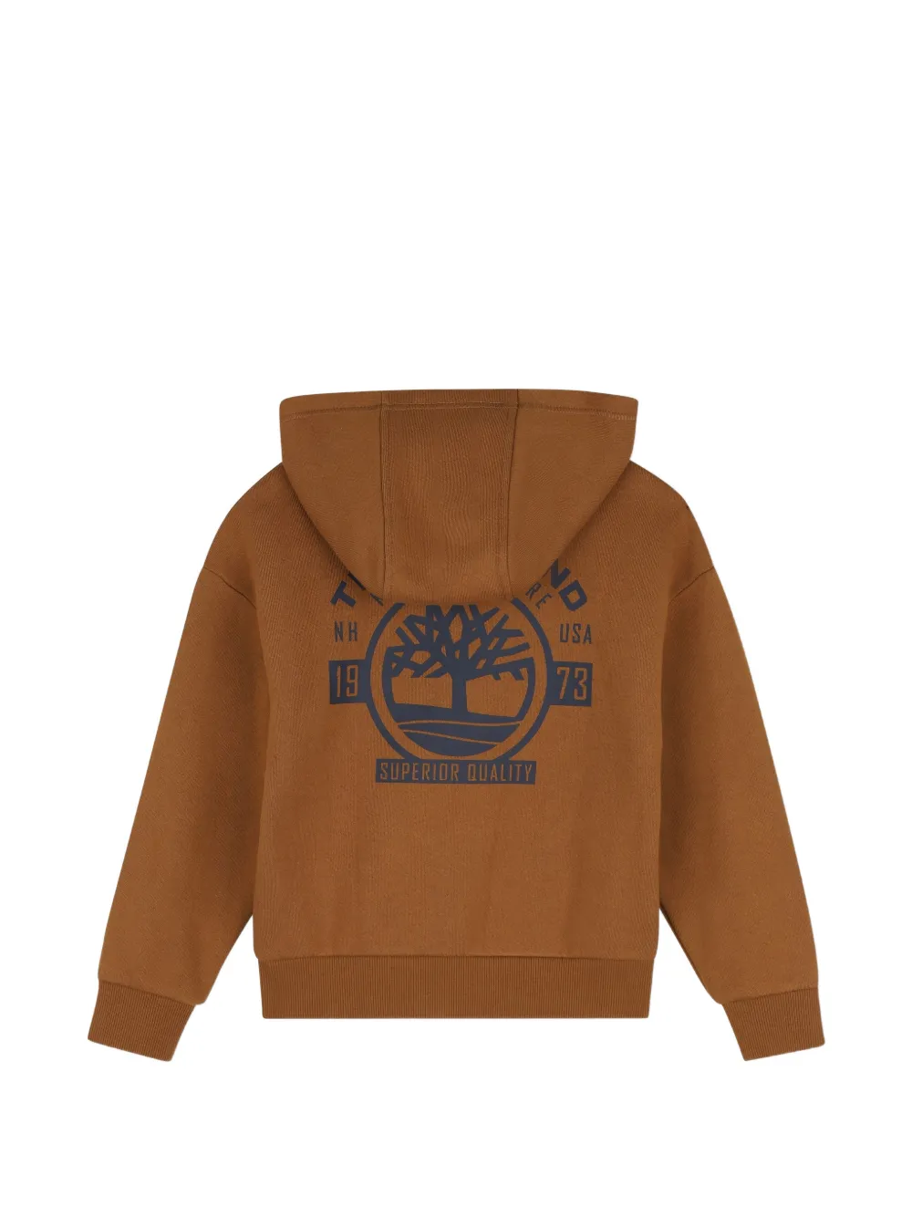Timberland Kids Hoodie met logoprint en rits Bruin
